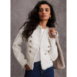 Mint Velvet Cream Boucle Military Jacket